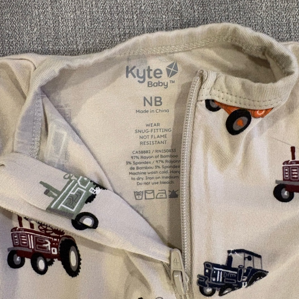 Kyte Baby Tractor Print Kids One Piece Zippered Romper. - Picture 2 of 3